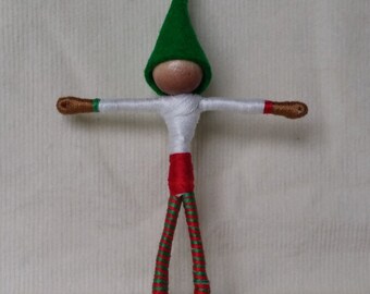 Christmas Elf - Latin Elf doll,  red and green Santa's helper - Waldorf doll, bendy, art, worry doll, art doll