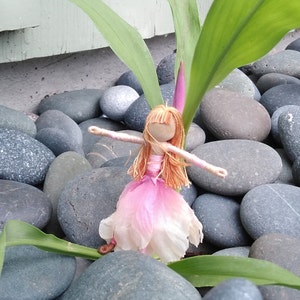 Waldorf Flower Fairy Doll - Pink Art Doll,  Peach Fairy, Worry Doll, Faery, elemental