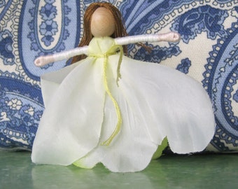 White Peony Flower Fairy - Waldorf Flower Fairy Doll