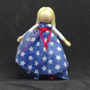 Flower Fairy Doll - Blue Stars - Rose - Patriotic doll - Forth of July