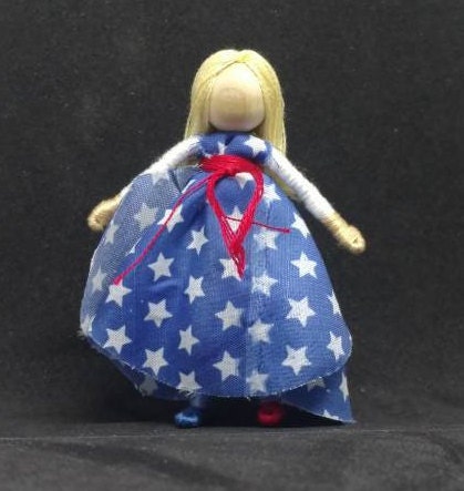 Blume Fee Puppe - blaue Sterne - Rose - patriotischen Puppe - Forth Juli
