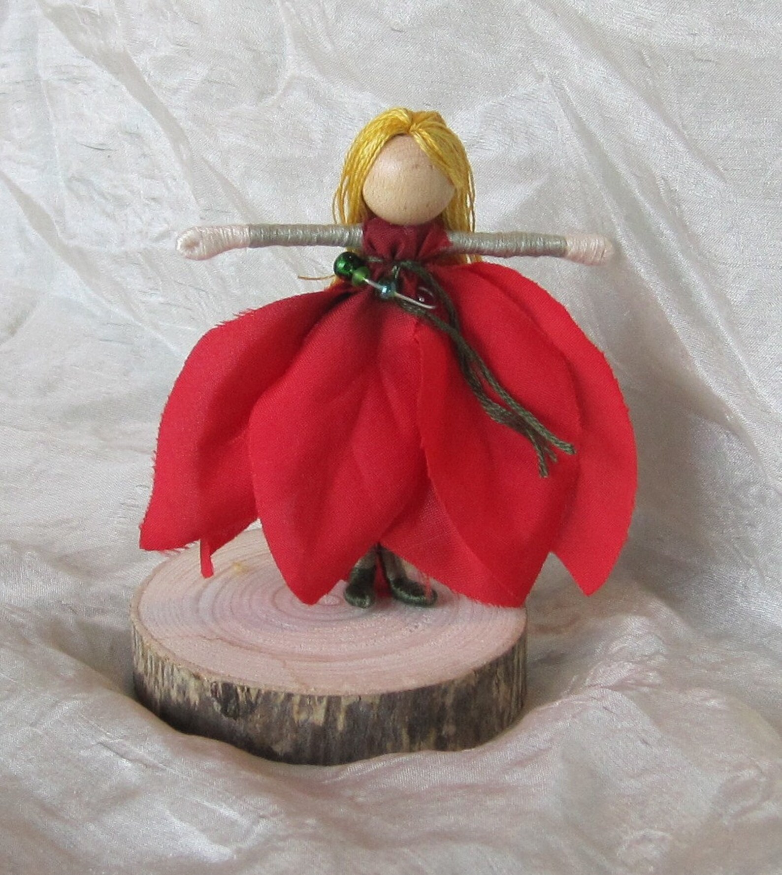 Green and Red Poinsettia Flower Fairy Christmas Fairy Doll Etsy