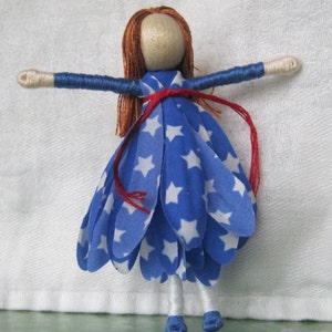 July 4th Flower Fairy Fairy Doll patriotic doll Waldorf Flower Fairy Red, White and Blue image 5