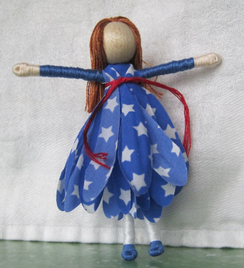 July 4th Flower Fairy Fairy Doll patriotic doll Waldorf Flower Fairy Red, White and Blue image 5