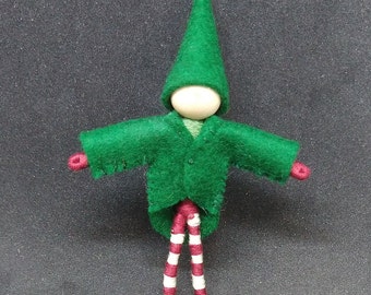 Christmas Elf - Peppermint, Santa's helper - Waldorf doll, bendy, art, worry doll, art doll