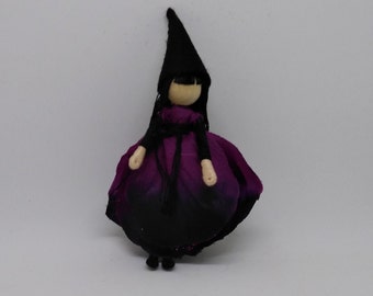 Waldorf Flower Fairy Doll - Halloween Witch - Purple and Black Rose, ARt doll, bendy dolls, worry dolls, faerie