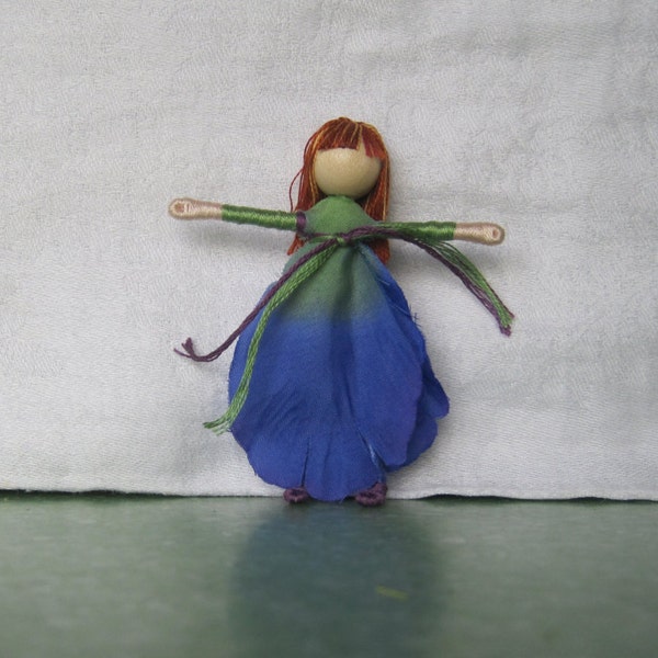 Blue Fairy Doll - Waldorf Doll - Flower Fairy - Art Doll, Worry Doll, Faery, elemental