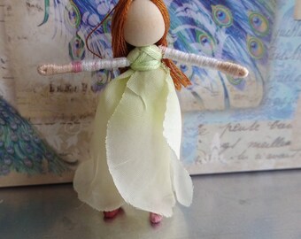 White Rosebud Fairy Doll - Art Doll, Waldorf Flower Fairy - Valentine's Fairy