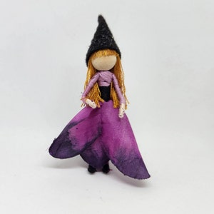 Witch Flower Fairy Doll,  Valentine Doll - Purple Black Rose Flower Fairy