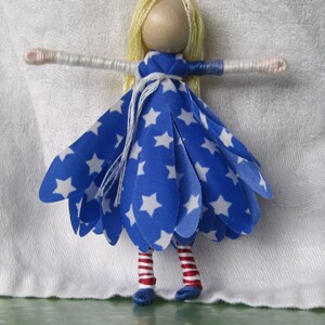 July 4th Flower Fairy Fairy Doll patriotic doll Waldorf Flower Fairy Red, White and Blue image 2