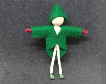 Christmas Elf - red mittens - Santa's helper - Waldorf doll, bendy doll, art, worry doll, art doll