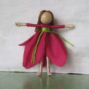 Hot Pink Fairy Doll, Garden fairy, Flower fairy doll, small fairy doll