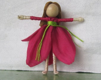 Hot Pink Fairy Doll, Garden fairy, Flower fairy doll, small fairy doll