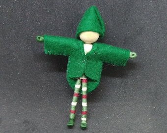 Christmas Elf - Elf Doll - striped stockings - Santa's helper - Waldorf doll, bendy doll, art, worry doll, art doll