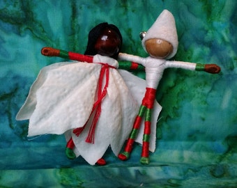 Kerst elf Fairy paar-Waldorf Flower Fairy Doll-Poinsettia Flower Fairy paar