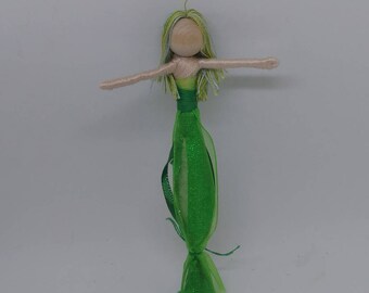 New!  Mermaid Bendy Doll by Tracys Garden Fairies - Green