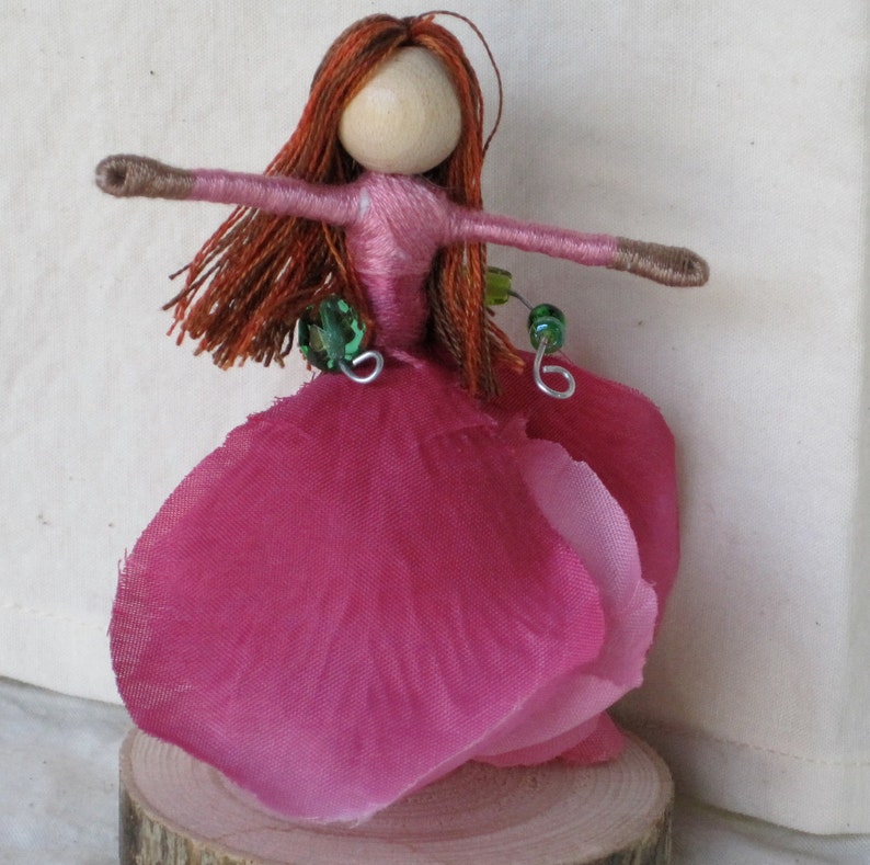 Red Rose Fairy Doll Valentine Doll, Waldorf Flower Fairy, Art Doll, Worry Doll, Faery, elemental image 4