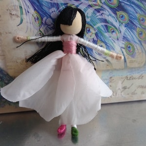 Pink and green Rose Fairy Doll - Art Doll, Waldorf Flower Fairy - Valentine&#39;s Fairy