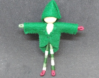 Christmas Elf - Spearmint - Santa's helper - Waldorf doll, bendy, art, worry doll, art doll