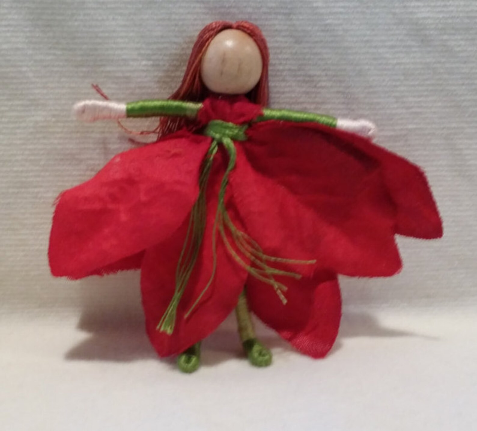 Green and Red Poinsettia Flower Fairy Christmas Fairy Doll Etsy