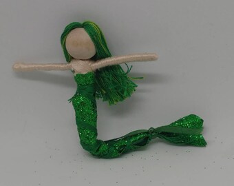 New!  Mermaid Bendy Doll by Tracys Garden Fairies - Green Twist