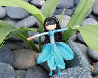 Aqua Flower Fairy, Turquoise Garden Fairy, Fairy Doll, Waldorf doll, Art doll, Pixie