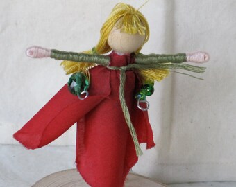 Red Rose Fairy Doll - Valentine Doll,  Waldorf Flower Fairy,  Art Doll, Worry Doll, Faery, elemental
