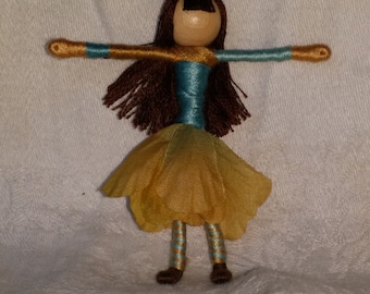 Waldorf Flower Fairy - Cream and Blue, brunette, art doll, bendy doll, worry doll, pocket pal