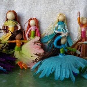 Red Mini Flower Fairy, Art Doll, 2 inch doll, Waldorf, Art Doll, Worry Doll image 3