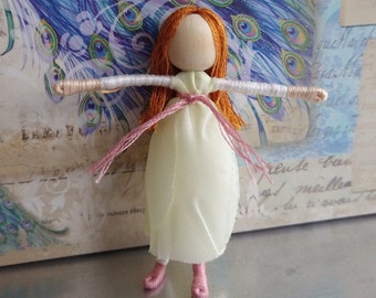 White Rosebud Flower Fairy Doll - Art Doll, Waldorf Flower Fairy - Valentine's Fairy