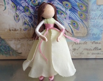 White Rose Flower Fairy Doll - Art Doll, Waldorf Flower Fairy - Valentine's Fairy