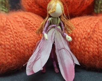 Muted pink and purple Flower fairy doll