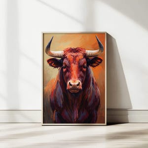 Abstract Bull Painting: Masculine Western Wall Art (Digital Download