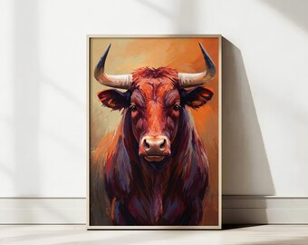 Abstract schilderij stier: mannelijke westmuurkunst (digitale download)