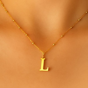 Personalized Initial Necklace: Stainless Steel Letter Pendant Choker