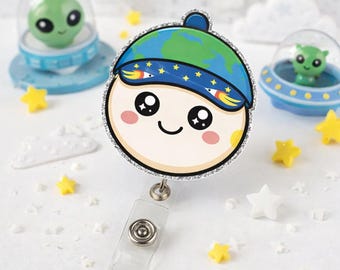 Artemis II Moon Mission Mascot Rise Badge Reel, Retractable NASA Zero-G Indicator ID Holder, Acrylic Clip, Space Lovers