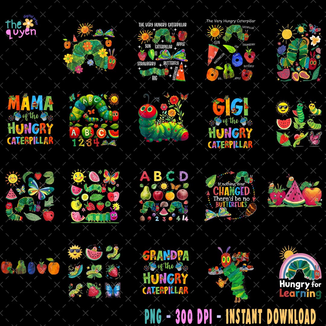 15+ Cute Hungry Caterpillar PNG Bundle, Very Hungry Caterpillar Clipart ...