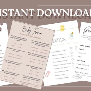 Baby Shower Games Bundle - 10 x family friendly baby shower games, printable download
