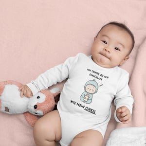 Lustiger Baby Body – „Ich trinke bis ich einschlafe wie mein Onkel“ – Baby Strampler Geschenk, Baby Shower Outfit, Neugeborenen Body