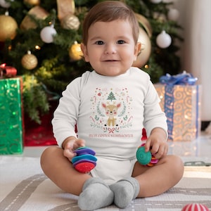 Baby Body Mein Erstes Weihnachten – Süßer Weihnachts Strampler mit Rentier – Geschenk für Neugeborene & Babys