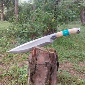 12&quot; Carbon Steel Handmade Authentic Hunting Knife with Bone Handle | 10.5 Inch Forged Seax Knife | Gift For Him