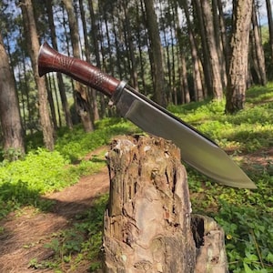 Faca de caça autêntica feita à mão em aço carbono | Faca Seax forjada de 10,5 polegadas | Presente para ele