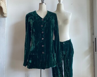 Vintage Carol Horn for Benson and Partners Groovy Green 2 Piece Set with Top and Low Waisted Pants