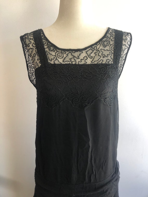 RARE Black flapper Authentic 1920s dress silk coll