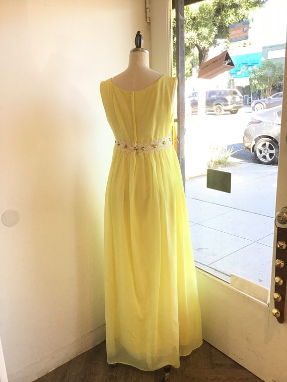 1960s yellow maxi dress bridesmaid  empire Bridge… - image 4