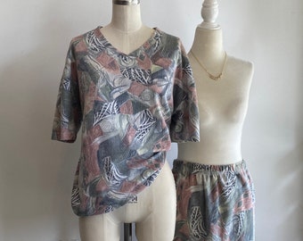 Vintage Abstract Jordache Top and Skirt Set