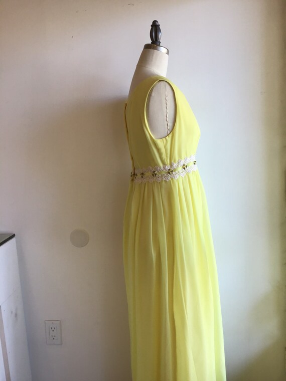 1960s yellow maxi dress bridesmaid  empire Bridge… - image 6