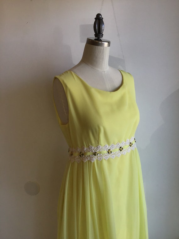 1960s yellow maxi dress bridesmaid  empire Bridge… - image 7
