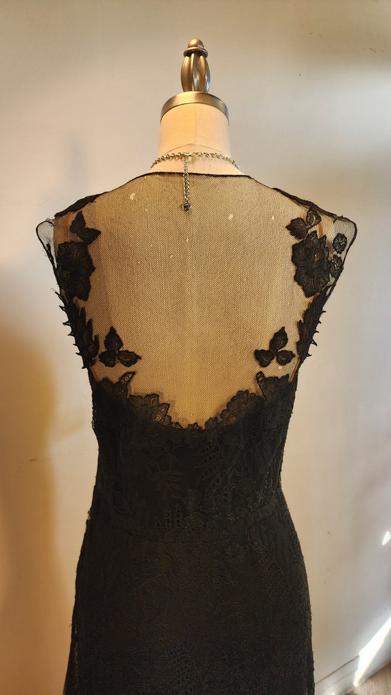 Vintage 30s - Long Black Lace Sleeveless Mermaid … - image 5