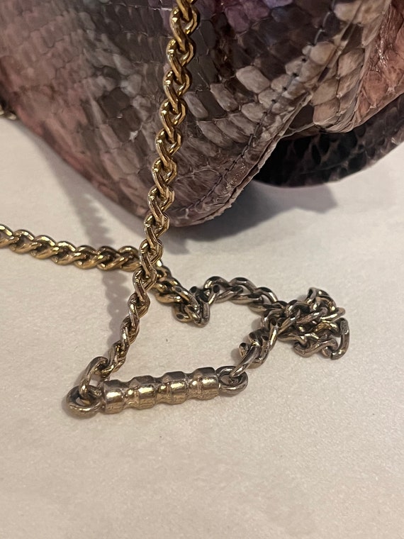 Vintage chain crossbody Snakeskin handbag purple … - image 2
